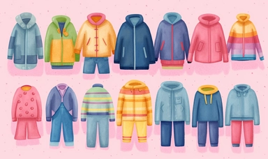 colorful kids clothes digital clip art, in the style of exquisite clothing detail, victor hammer, #vfxfriday, light pink and light indigo, toycore, flat form, ellsworth kelly, jan berenstain