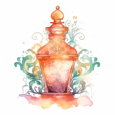 clipart, front view, sharp focus, ornate, whimsical nursery illustration of a potion bottle in soft watercolor, isolated on a solid white background