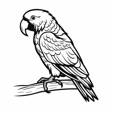 flat parrot clipart black on white outlined png svg vector