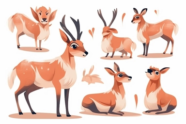 Cute Pronghorn antelope in valentine Day clipart, cartoon, white background,
