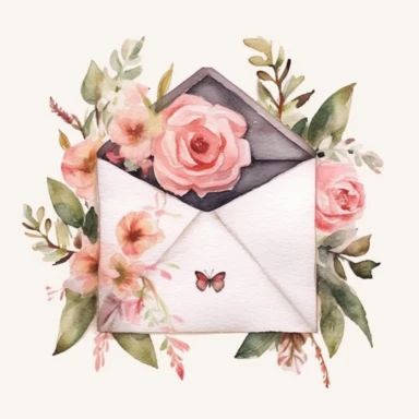 love letter watercolor clipart