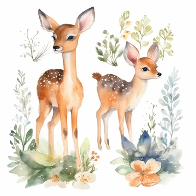 Woodland bambi Clipart Watercolor