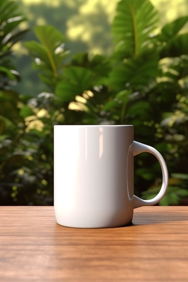 realistic mockups of a white mug in a table summer astheric, minimalistic style for clip art, high-quality, create an amazing beautiful coloring page