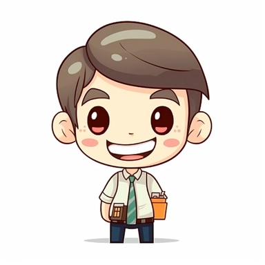 happy cute Purchase Clerk face, cartoon, clipart, mascot, isolated on white background