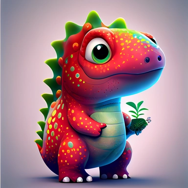 baby red fat dinosaurus with a fat belly, big sparkling eyes (complete shape, not cut), on a white background, hand draw Illustration clipart, 4K, extremely detailed, detail to every pixel