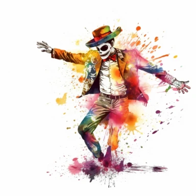dia de los muertos, dance, man, sombrero, colorful, paint, white background, clipart