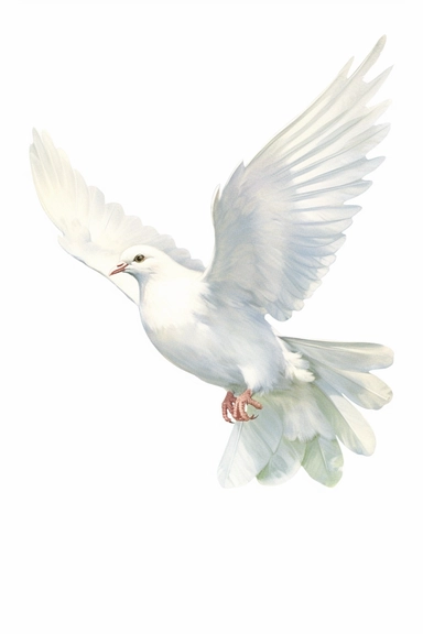 Clip art of dove, white, White margins around the image, drawn by Helen Beatrix Potter, easy to crop image, white background