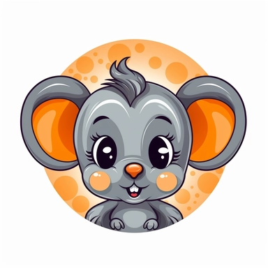 Clipart funny Baby circle head Animal vector design on white background