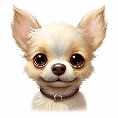 Chihuahua puppy, Closeup Portrait, Clipart, Digital art, kawaii, disney style, Pixar, hyperdetailed, 1080p, Ultra-HD, white background