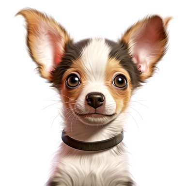Chihuahua puppy, Closeup Portrait, Clipart, Digital art, disney style, hyperdetailed, 1080p, Ultra-HD, white background