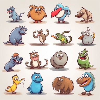 funny animal cartoon clipart bundle, 4k