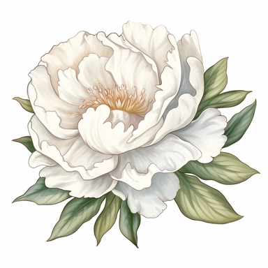 detailed Peony clipart, white color , super cute, spring peony clipart