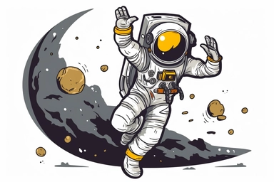 undead astronaut helmet off dancing on the moon clipart isolated on white desktop background