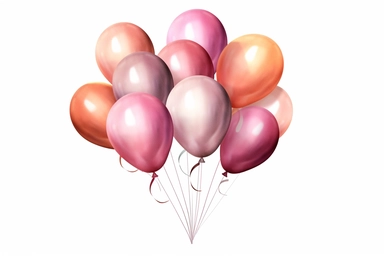 shades of pink balloons bunched up side by side, clip art, colourful stock photography, white background