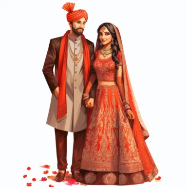 indian wedding clipart,cartoon art [full body] [hyper Real] [dress set]