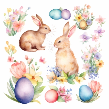 easter watercolor clipart, single design, 8k