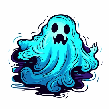 cute halloween ghost, duotone, vivid colors, clipart, whitebackground