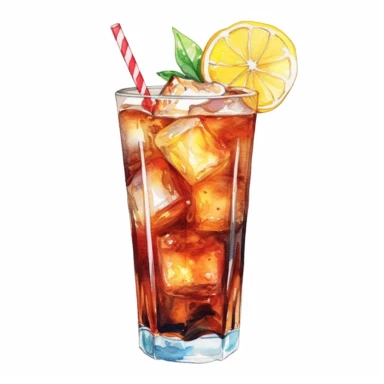 long island iced tea cocktail, watercolor illustration, clipart