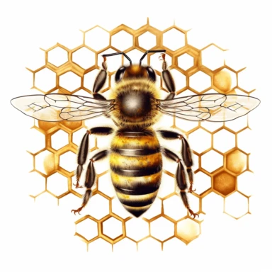 honeybee clipart and honeycomb, white background