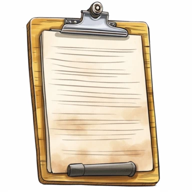 a list of options on a clip board in a clipart style