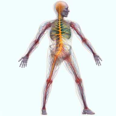 Nervous system Human with a brain and nerves, full body, showing brain, nerves ,transparent background PNG clipart, cartoon, - Variations by @Super maggie (fast) - Variations by @Super maggie (f