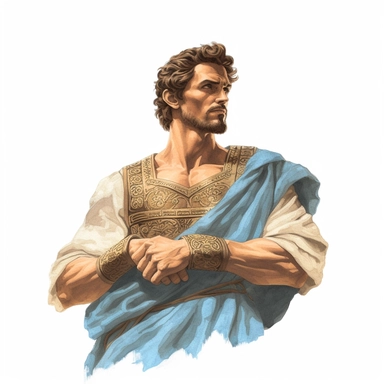 beautiful stunning handsome vintage greek god character, paint art style, clipart, white background, superrealistic, one of a kind