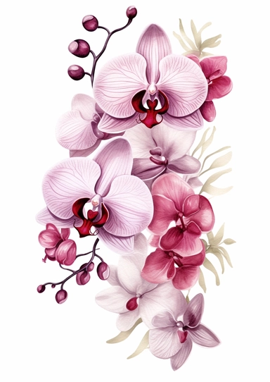 In the midst of your design journey, it's time to create eye-catching orchid clipart that will add a touch of sophistication to the corners of invitations. Your task is to develop a versatile orchid clipart design, isolated on a clear white background. Consider the lines, shapes, and intricate details that make orchids unique. Embrace your artistic style, whether it's whimsical, realistic, or minimalist, and create a set of clipart elements that capture the essence of these enchanting flowers. S