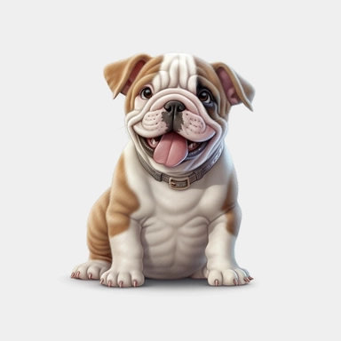 Bulldog puppy, Clipart, Digital art, disney style, hyperdetailed, 1080p, Ultra-HD no background