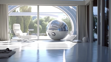 movie clip scene cool mid day of summer, minimalist modern shimmering lights and shadows over living room studio library and kitchen open concept photographic high definition render, cold blinding shinny white fall light god rays shadows shimmering closeup detail concept art detailed painting with giant spaceship window of a cool industrial living quarters spaceship , huge over window with gorgeous galactic view, happy blade runner android, cool airvehicle cockpit, living bedroom office, droid p