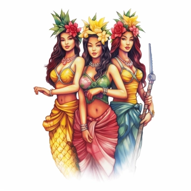 the watercolor painting on white paper shows 3 pineapples and some flowers, in the style of digital airbrushing, feminine sticker art, crossed colors, colorful costumes, bold colors, strong lines, dye-transfer, high resolution Clipart desert cartoon t-shirt graphic, vector,contour, isolated on a white background