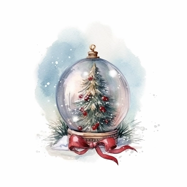 watercolor style, elegant christmas, clipart, isolated on white background, 4K