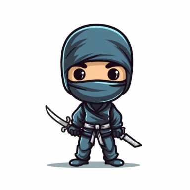 ninja, full body, comic style, kids icon, simple, clipart