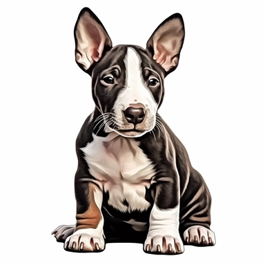 realistic sitting bull terriers puppie clipart