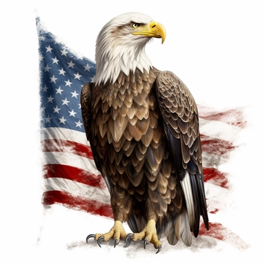 full body eagle with american flag Clipart,on white background with margins