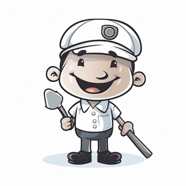 happy cute Hosiery Mechanic face, cartoon, clipart, mascot, isolated on white background