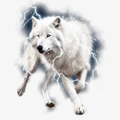 white wolf walking, lightening clipart