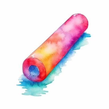 watercolor colorful clipart of a bright pool noodle, hd, on white background