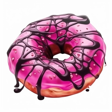 Halloween donut, dark pink and black color, watercolor, clipart, illustration, white background