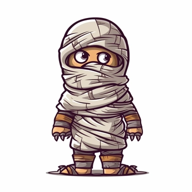 mummy halloween, darkness, in cartoon vector illustration clipart, on a white background