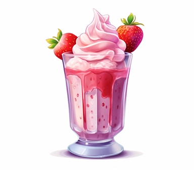 Immerse yourself in the world of delectable treats with this 3D watercolor clipart of a strawberry milkshake. The artwork is skillfully rendered to capture the essence of watercolors, with soft and blended tones creating a delightful visual effect. Against a pristine white background, the strawberry milkshake stands out with its vibrant pink color and inviting texture. The clipart exudes a mood of indulgence and joy, evoking a sense of satisfaction and craving. Whether for culinary designs, menu