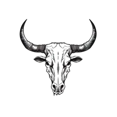Texas Longhorn Cow Skull black and white , minimalist , vector, clipart, white background, svg , easy to vectorize , simple
