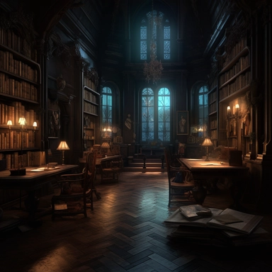 dark academy library for a dark comic, in the style of ekaterina panikanova, dark and brooding designer, fernando amorsolo, realistic chiaroscuro, cryptid academia, dark academia, watercolor clipart