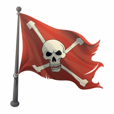 cartoon of pirate flag, vector free clipart illustration, in the style of unreal engine 5, 32k uhd, detailed features, white background