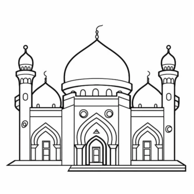 fun islamic drawings, muslim, clipart images, children play book, easy to colour, brief and simple. thick lines, no shading