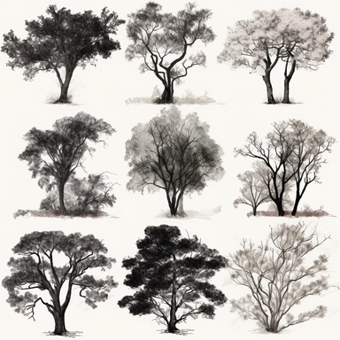 10 Tree ink clipart, realism