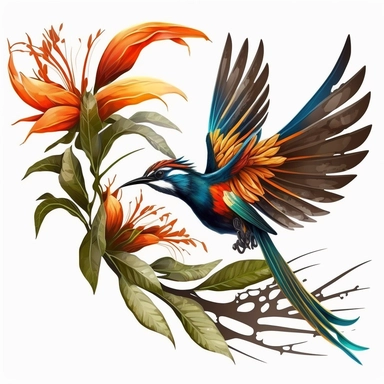 bird of paradise flying clipart