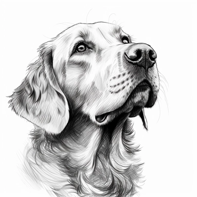 Retriever clipart no background, white, black, svg, sketchbook,free lines, on paper