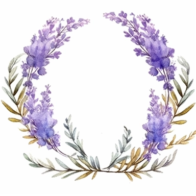 Adorable watercolor retro garland of lavender flowers for wedding invitation, watercolor clipart, high quality clipart, no background, high details