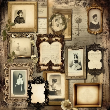 Vintage Photo Album Frames instant download ephemera, printable, digital collage, diary/junk journal, altered art, mixed media, clipart