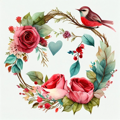 valentines wreath watercolor clipart